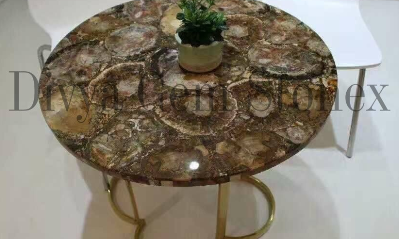 Semi-precious table tops